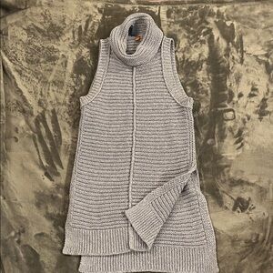 Pilcro Heather Blue Sleeveless Turtleneck Sweater